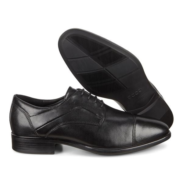 Le Bos Ecco Black CityTray Cap Toe Mens Dress Shoes 512704-01001