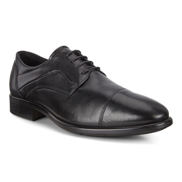le bos Ecco Black CityTray Cap Toe Mens Dress Shoes 512704-01001