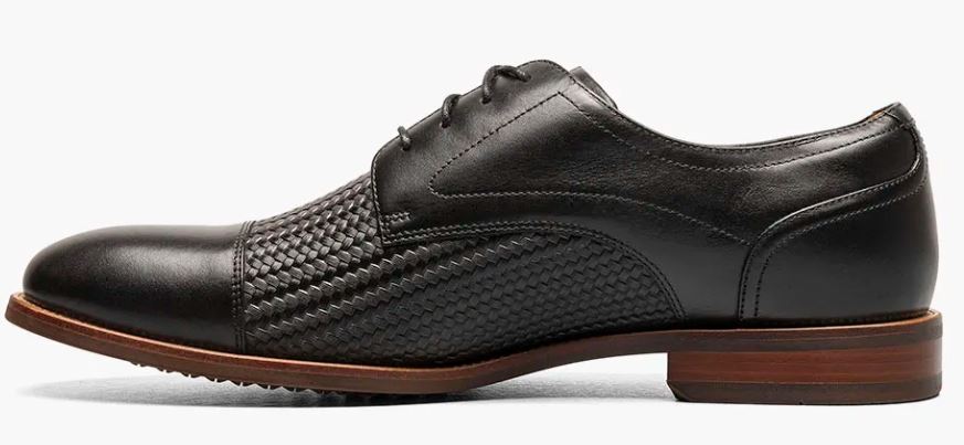 Le Bos Florsheim Black Rucci Weave Men's Cap Toe Oxford Shoes 13407-001