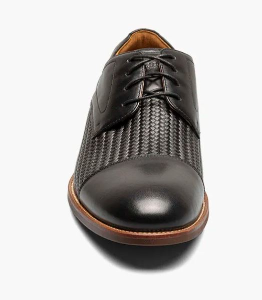Le Bos Florsheim Black Rucci Weave Men's Cap Toe Oxford Shoes 13407-001