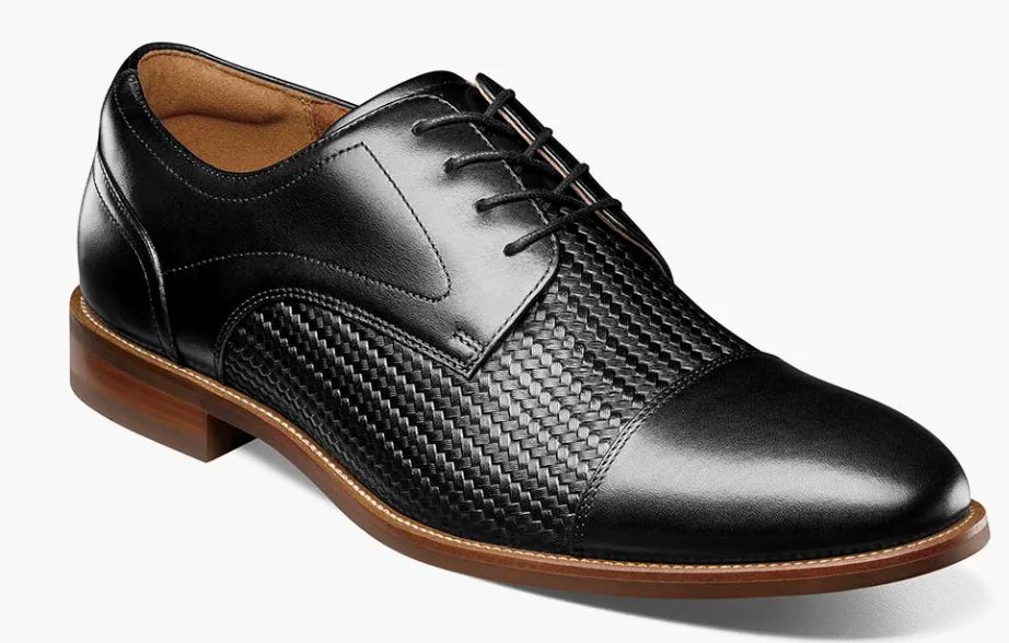 le bos Florsheim Black Rucci Weave Men's Cap Toe Oxford Shoes 13407-001