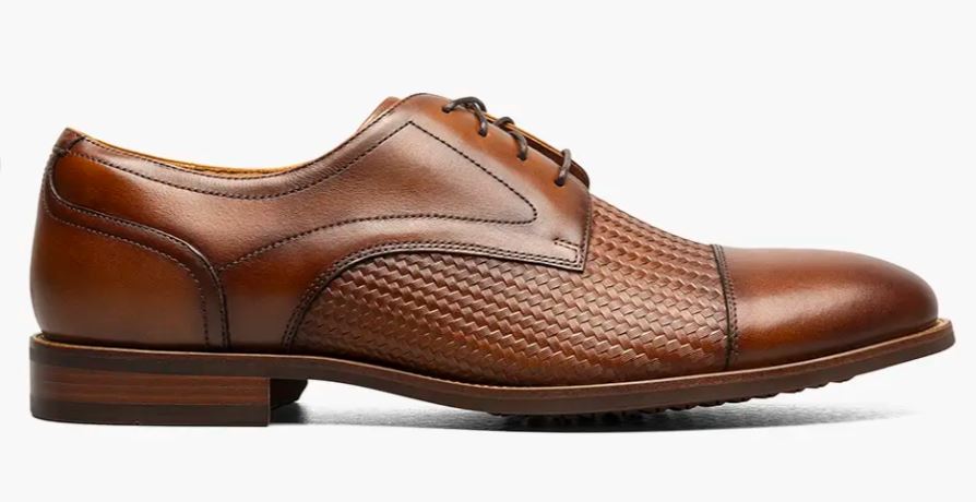 Le Bos Florsheim Cognac Rucci Weave Cap Toe Men's Oxford Shoes 13407-221