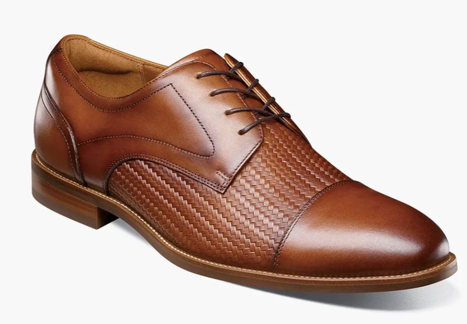 le bos Florsheim Cognac Rucci Weave Cap Toe Men's Oxford Shoes 13407-221