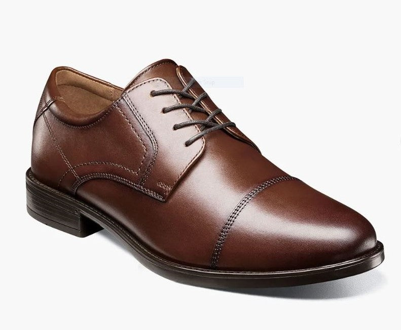 le bos Florsheim Midtown Cap Toe Oxford Cognac Leather Mens Dress 12138-221