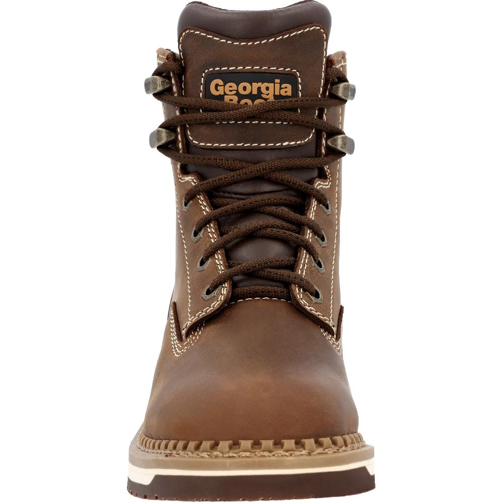 Le Bos Georgia Boot Brown AMP LT Wedge Women's 6 Inch Soft Toe Work Boots GB00512TS
