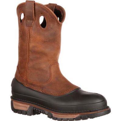 le bos Georgia Boot Brown Muddog Steel Toe Waterproof Men's Wellington Pull On Boot G5594 **ONLINE ONLY
