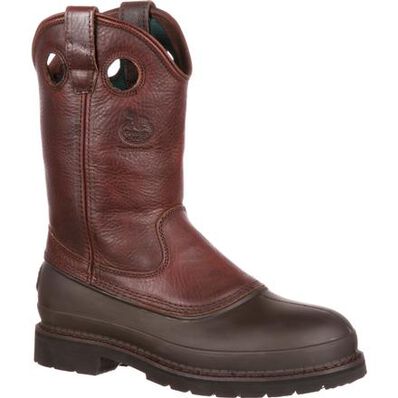 le bos Georgia Boot Soggy Brown Muddog Steel Toe Wellington Men's Work Boot G5655 **ONLINE ONLY