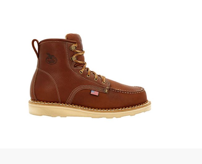 Le Bos Georgia Boot USA Brown Wedge Moc Toe Men's Work Boot GB00358 **ONLINE ONLY