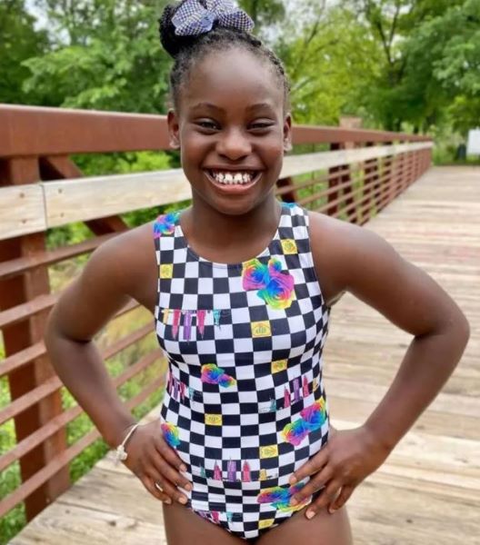 Le Bos Girl Power Sport NY Love Check Leotard LE106-GPNY