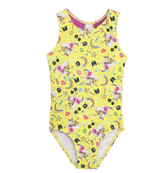 le bos Girl Power Sport Yellow Pets Gone Wild Leotard LE106-PETS