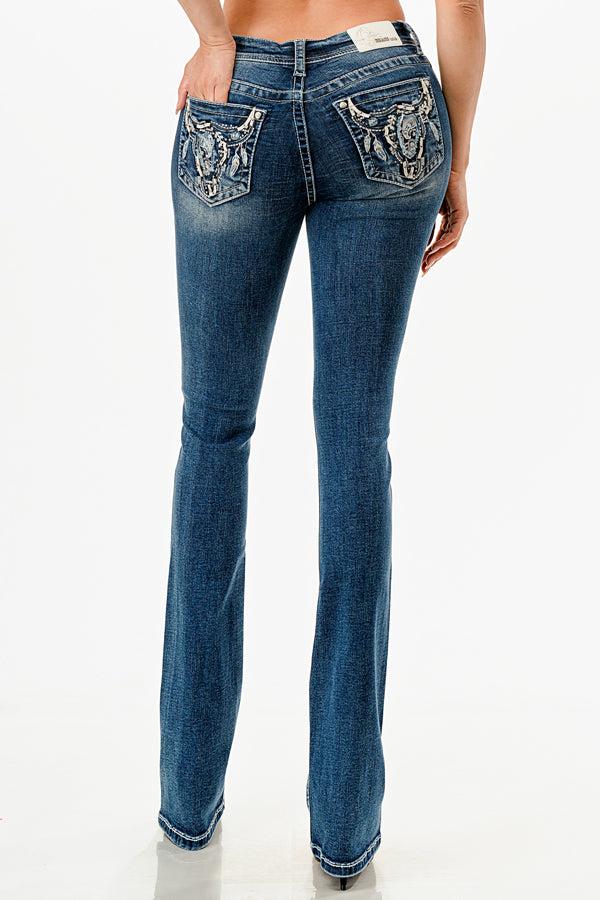 le bos Grace in LA Easy Fit Mid Rise Women's Bootcut Jeans with Steer head on the Pocket EB51956-32