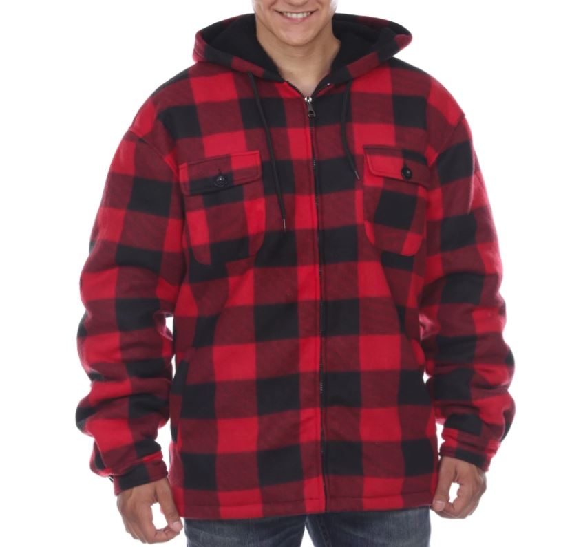 le bos Hanton International Buffalo Red Plaid Men's Sherpa Lined Checker Fleece Hoodie MFJ130 RED le bos Hanton International Buffalo Red Plaid Men's Sherpa Lined Checker Fleece Hoodie MFJ130 RED
