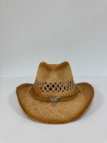 le bos Hat Vision Raffia Hatra Western Childrens Hat with Longhorn Emblem R41K