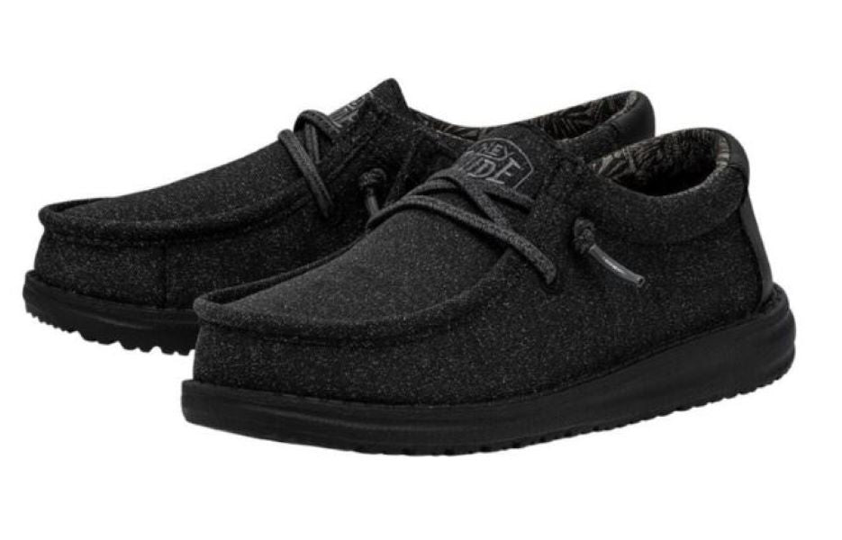 Le Bos Hey Dude Basic Black Wally Youth Casual Shoes 40041-001