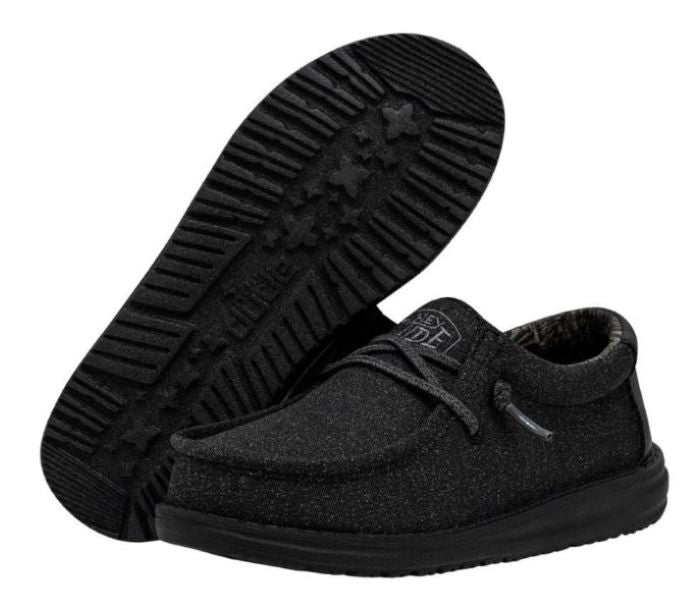 le bos Hey Dude Basic Black Wally Youth Casual Shoes 40041-001