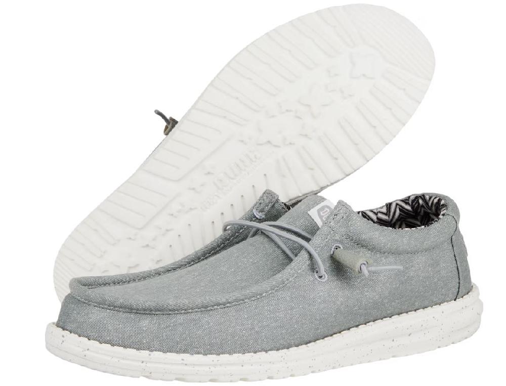 le bos Hey Dude Light Grey Wally Canvas Men's Casual Shoes 40700-007