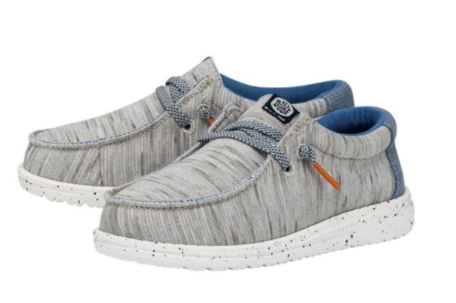 Le Bos Hey Dude Light Grey Wally Jersey Youth Casual Shoes 40217-007