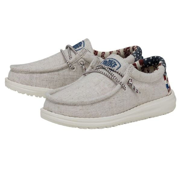 Hey Dude Off White Wally Patriotic Youth Shoes 40040-1K1