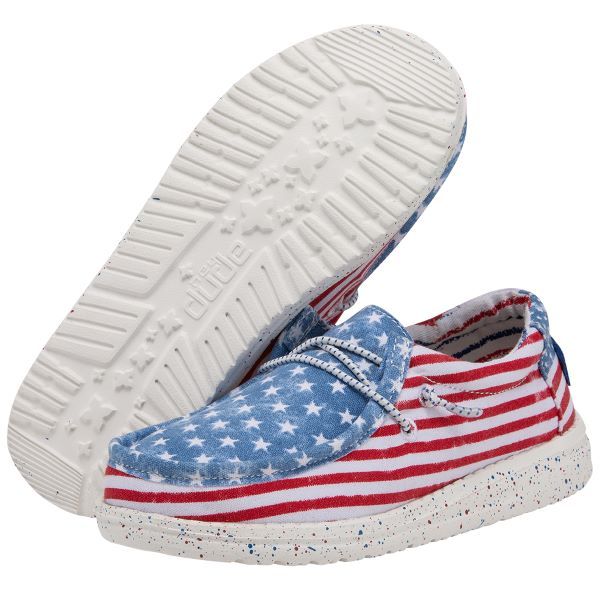 le bos Hey Dude Stars and Stripes Wally Toddler Patriotic Casual Shoes 40031-9C8