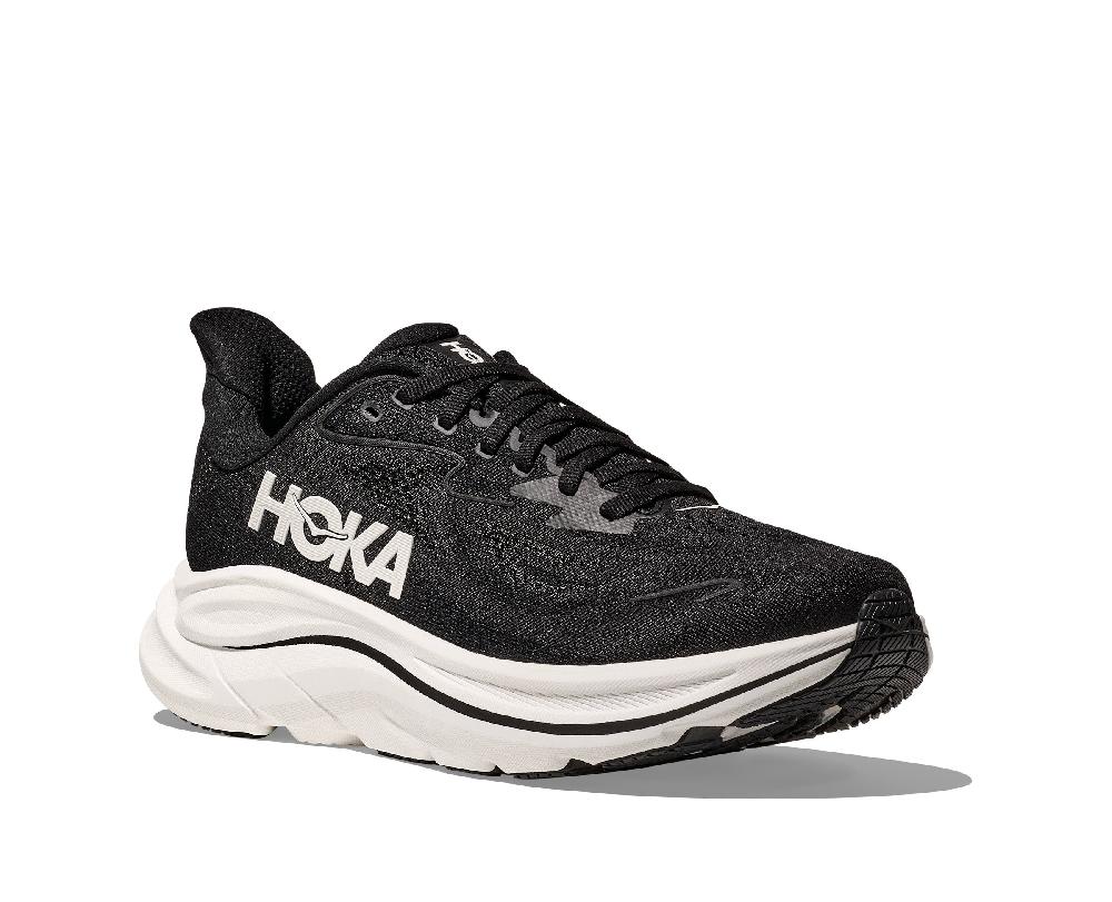 Le Bos Hoka Black/White Clifton 10 Men's Wide Width Running Shoes 1162032-BWHT