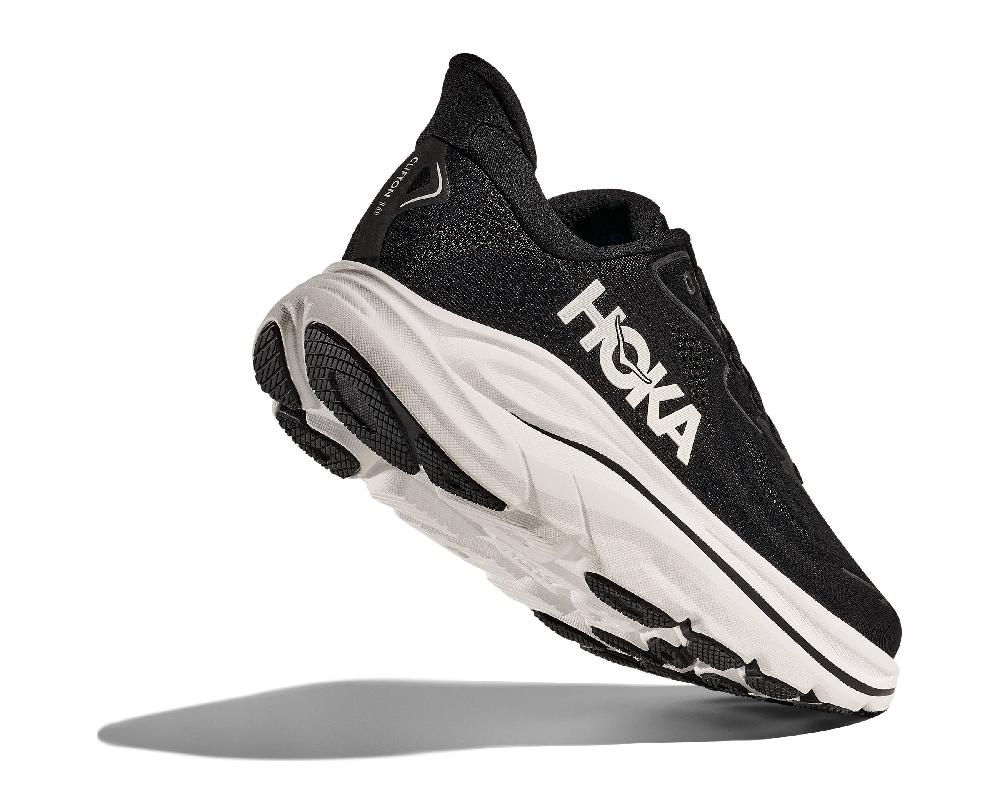 Le Bos Hoka Black/White Clifton 10 Men's Wide Width Running Shoes 1162032-BWHT