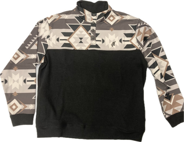 le bos Hooey Black/White/Brown with Aztec Print Stevie Men's Pullover HH1248BKAZ