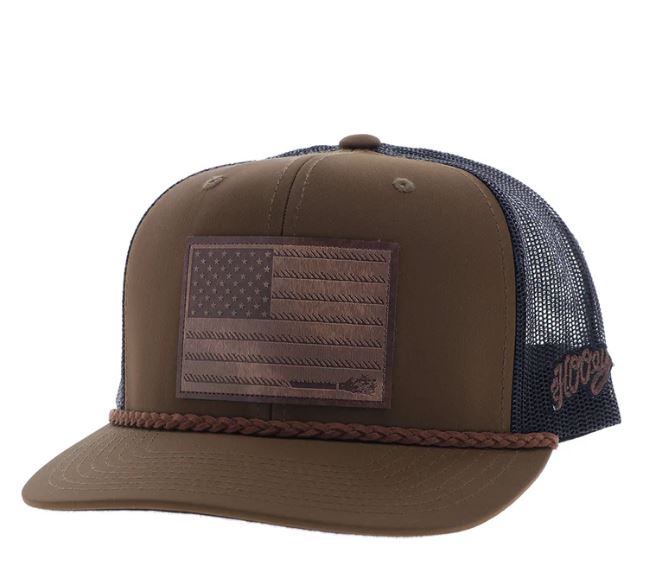 le bos Hooey Brown/Black Hat Youth Liberty Roper Hat with Leather Patch 2510-BRBK-Y