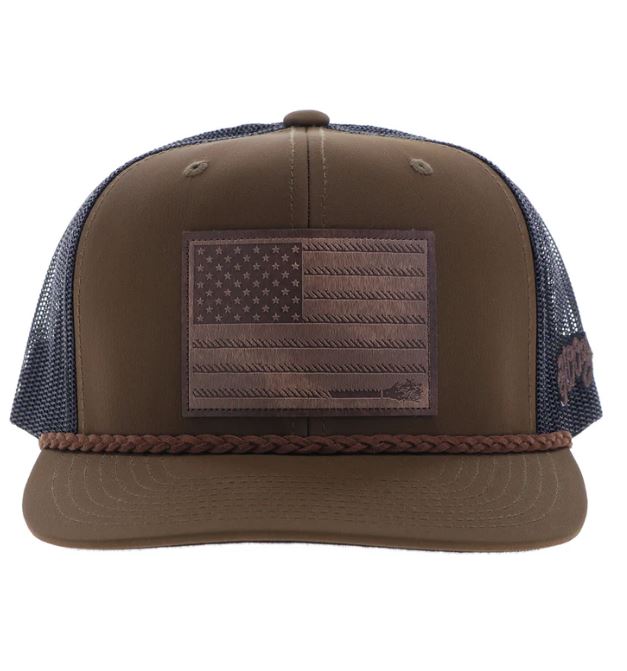 Le Bos Hooey Brown/Black Liberty Roper Snapback Hat With Leather Patch 2510T-BRBK