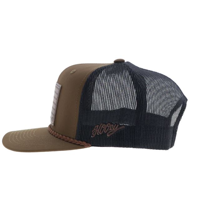 Le Bos Hooey Brown/Black Liberty Roper Snapback Hat With Leather Patch 2510T-BRBK