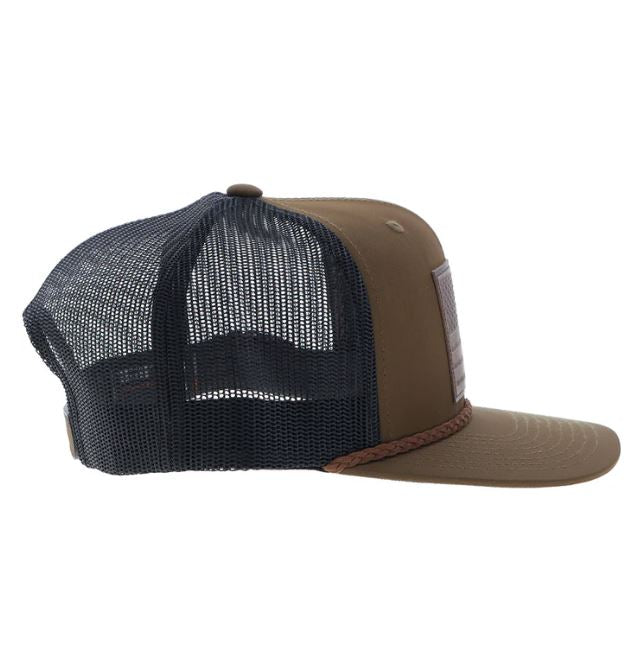Le Bos Hooey Brown/Black Liberty Roper Snapback Hat With Leather Patch 2510T-BRBK
