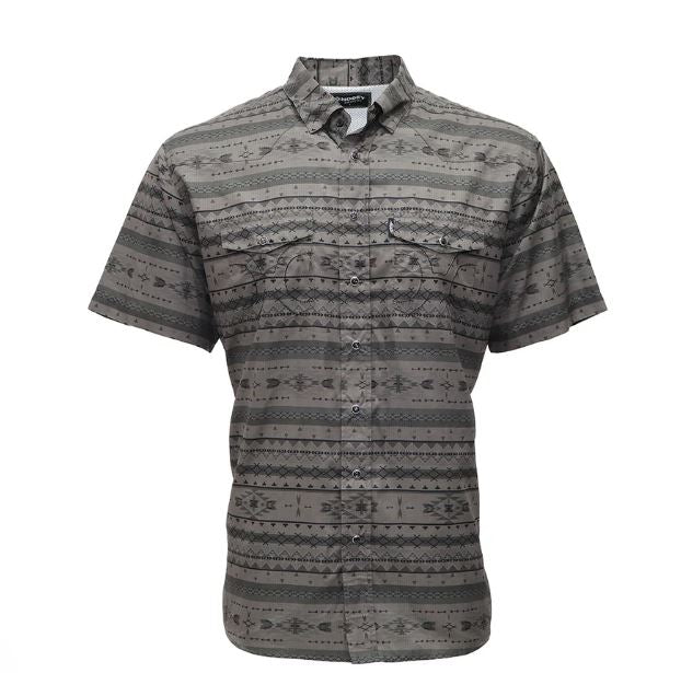 le bos Hooey Charcoal/Aztec Men's Sol Collared Short Sleeve Pearl HT1861CHCD