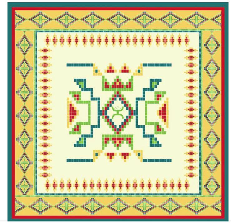 le bos Hooey Cream/Yellow/Red/Blue 'Beaded Star' Satin Wild Rag 22-BEADED-1