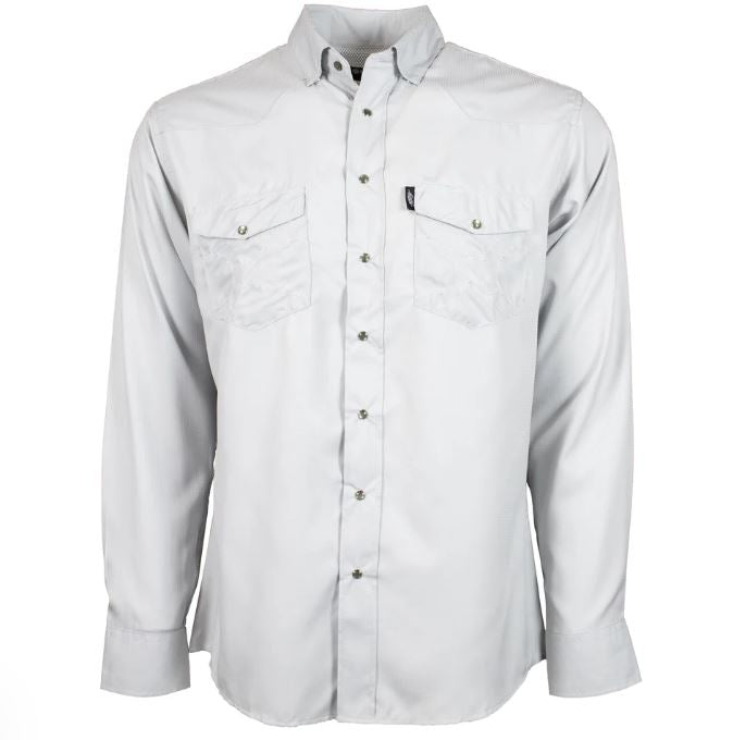 le bos Hooey Grey Men's Collared Long Sleeve Pearl Snap Shirt HT1612GY