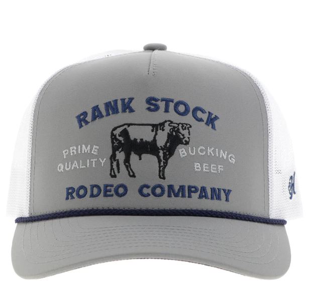 Le Bos Hooey Grey/White 'Rank Stock' Snapback Hat With Blue And Black Stitching 2562T-GYWH