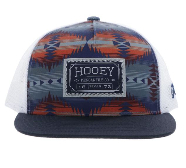 Le Bos Hooey Navy/Grey/Orange Doc Hat With Rectangle Patch And Snapback 2502T-NVWH