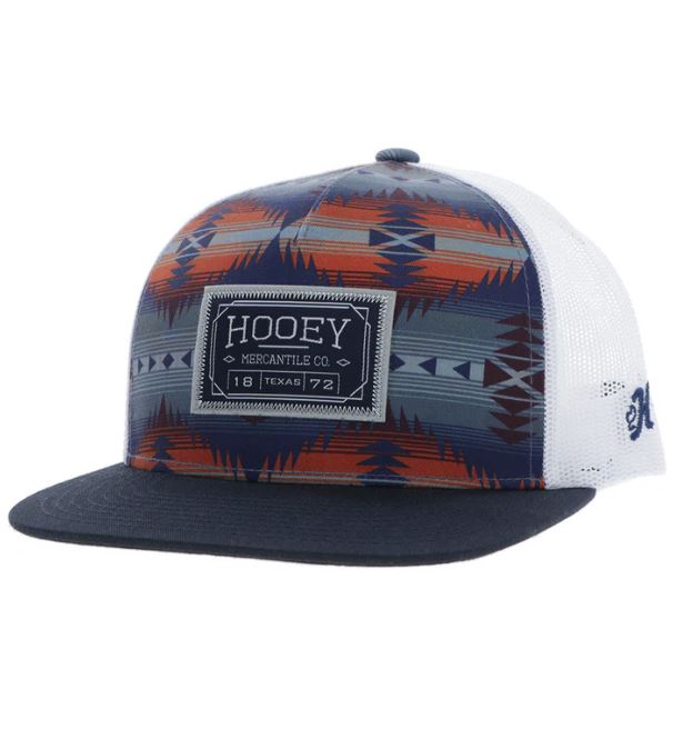 le bos Hooey Navy/Grey/Orange Doc Hat with Rectangle Patch and Snapback 2502T-NVWH