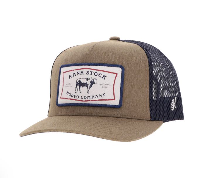 Le Bos Hooey Tan/Navy Rank Stock Cap With White And Navy Rectangle Patch 2561T-TNNV