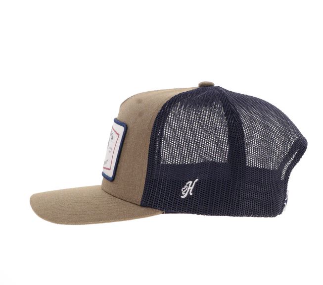 Le Bos Hooey Tan/Navy Rank Stock Cap With White And Navy Rectangle Patch 2561T-TNNV