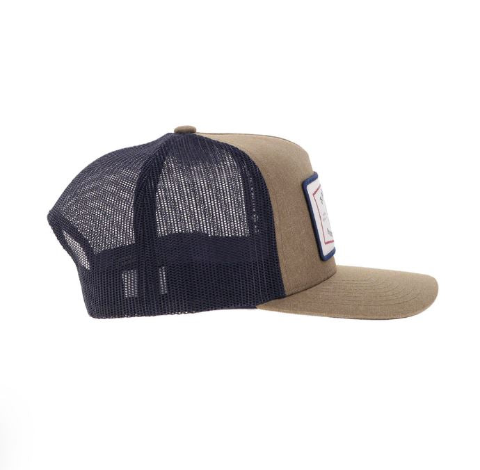 Le Bos Hooey Tan/Navy Rank Stock Cap With White And Navy Rectangle Patch 2561T-TNNV