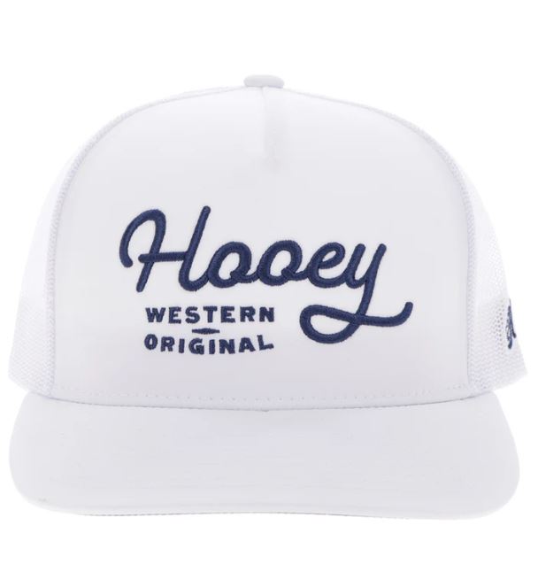 Le Bos Hooey White OG Snapback Hat With White And Blue Stitching 2560T-WH