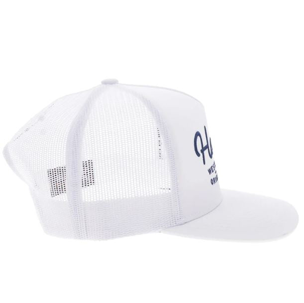 Le Bos Hooey White OG Snapback Hat With White And Blue Stitching 2560T-WH