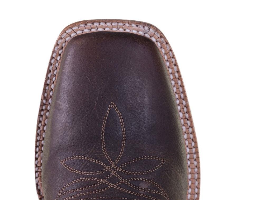 Le Bos Hyer Brown Cowhide/Pink Goat Lola Women's Broad Square Toe Boots HW41020