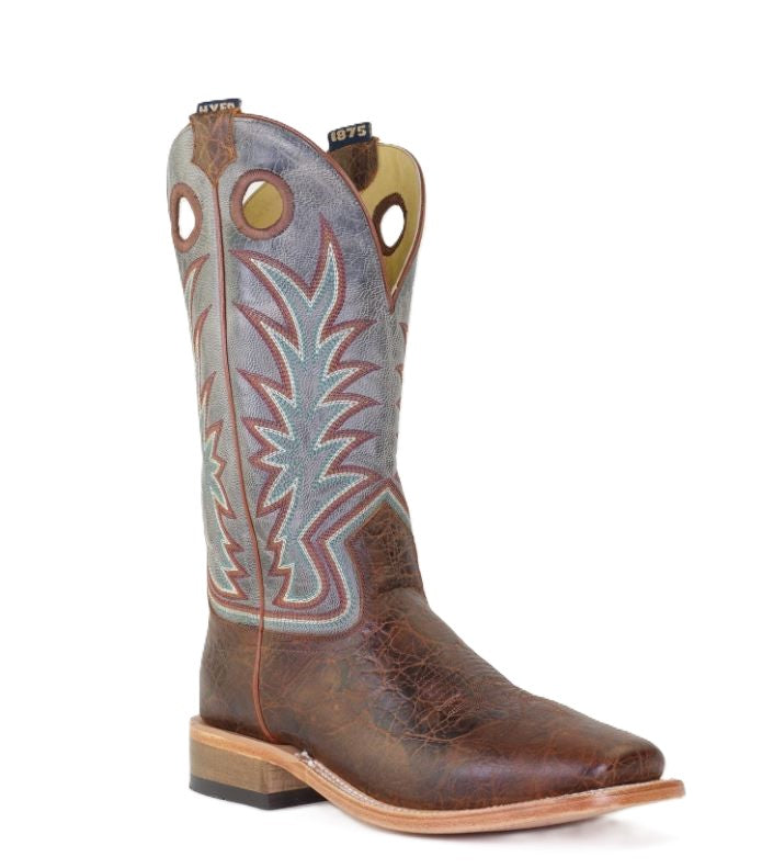 le bos Hyer Brown/Grey Walton Men's Cowhide 13 inch Broad Square Toe Boots HM11024