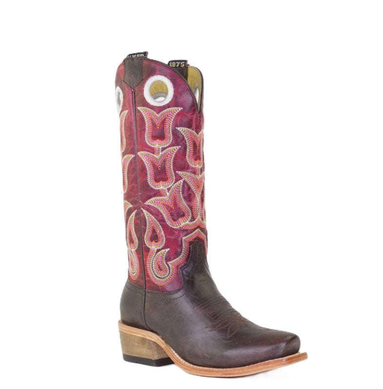 le bos Hyer Brown/Red Tipton Women's 13 inch Cutter Toe Goat Oiled Leather Western Boots HW42015