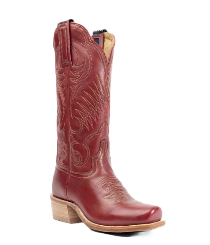 le bos Hyer Red Leawood Cowhide Women's 13 inch Cutter Toe Oiled Leather Western Boots HW42017