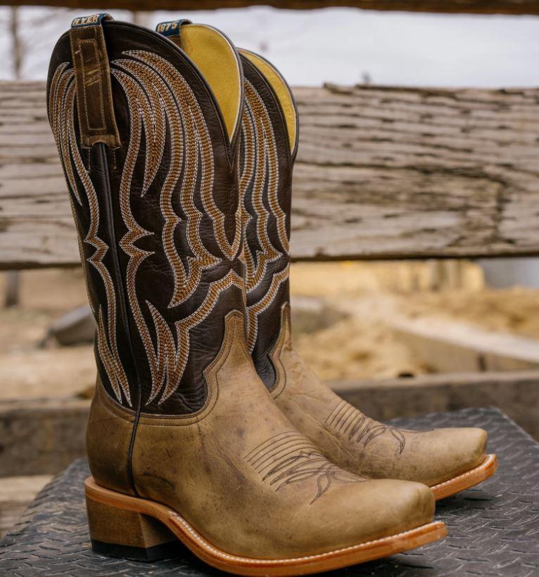 Le Bos Hyer Tan/Brown Stafford Men's 13 Inch Cutter Toe Cowhide Western Boots HM12020