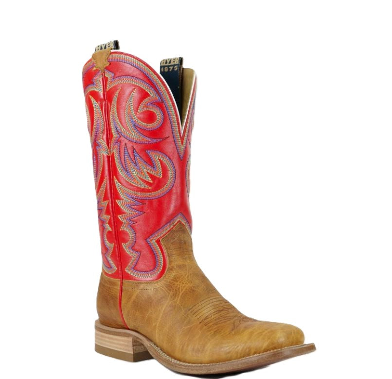 le bos Hyer Tan/Red Sawyer Men's Broad Square Western Boots HM11007
