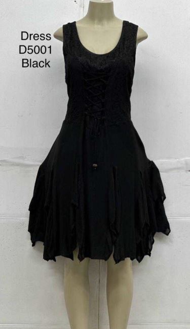 le bos India Casual Designs Black Women's Handkerchief Women's Dress D-5001-BLACk