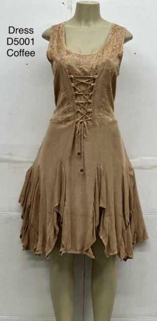 le bos India Casual Designs Coffee Women's Handkerchief Dress D-5001-COFFEE