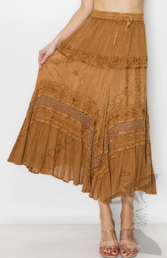 le bos India Casual Designs Coffee Women's Long Skirt 31009-S-COFFEE
